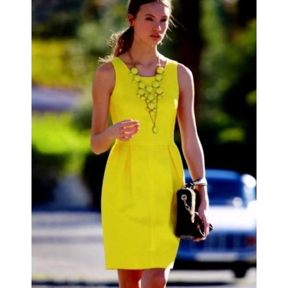 J. Crew Textured Basket Weave Cotton Dress Yellow 50344 Size 00